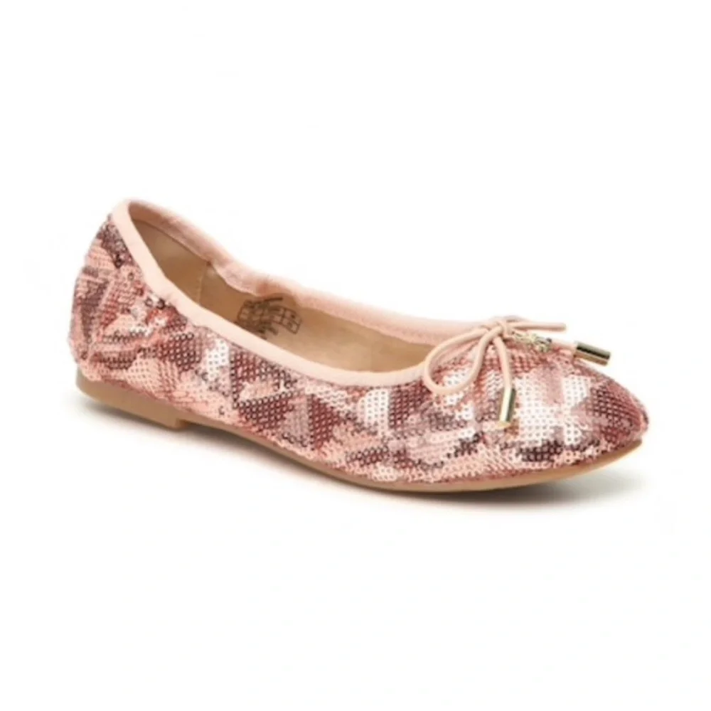Sam Edelman Felicia sparkle Pink Rose Gold Ballet Flats Girls Size 3 dress Shoes